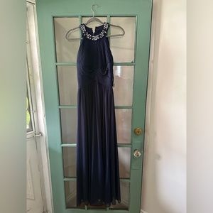 Alex Evenings Navy Blue Beaded Gown, Size 8